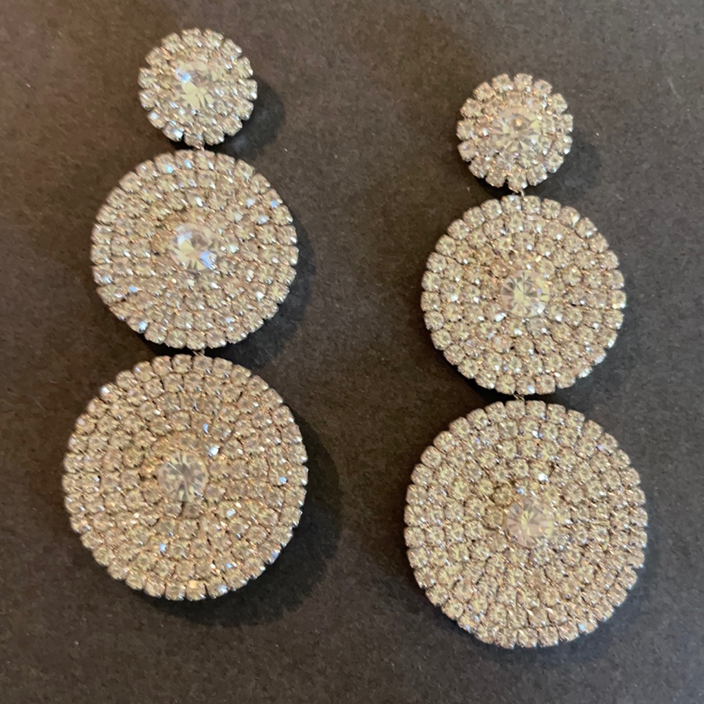 Long Earrings Pageant Earrings Silvertone 4 Inches